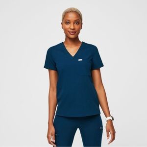 Figs Catarina One Pocket Scrub Top Size S Deep Reef NWOT